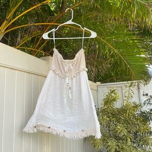 SMALL cream white Crochet fringe Trim Sundress coverup